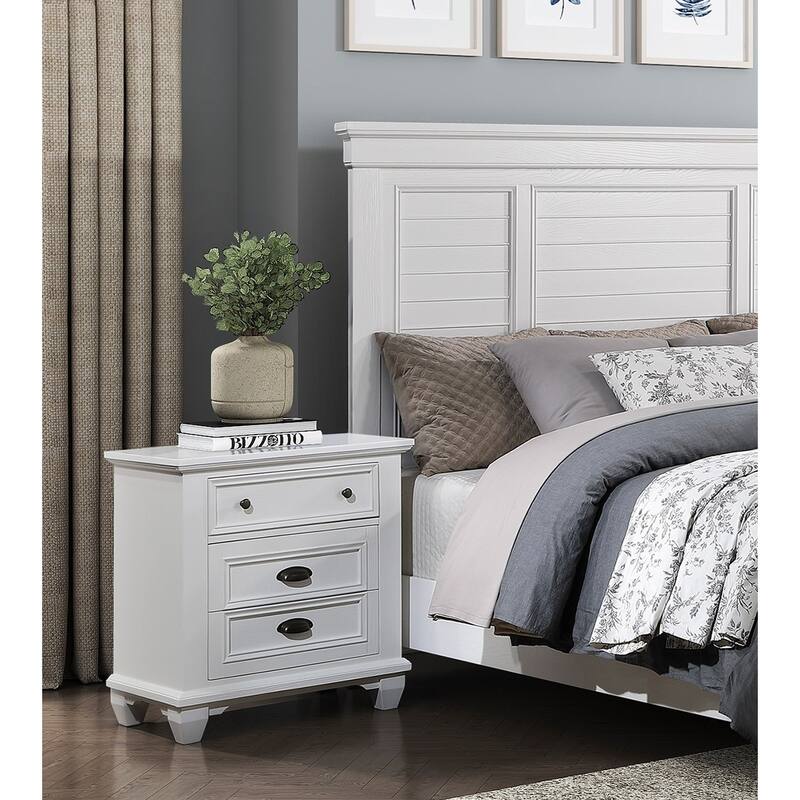 White Finish 1pc Traditional Framing Nightstand w/ 2 Drawers for Bedroom