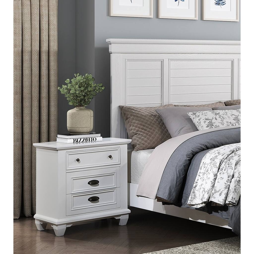 White Finish 1pc Traditional Framing Nightstand w/ 2 Drawers for Bedroom