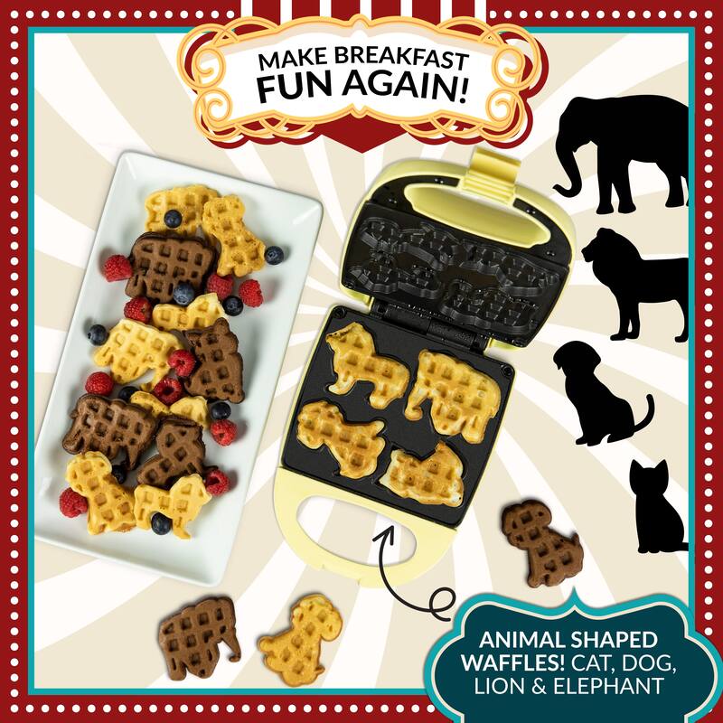 Nostalgia MANWFL4YW MyMini Animal Circus Waffle Maker