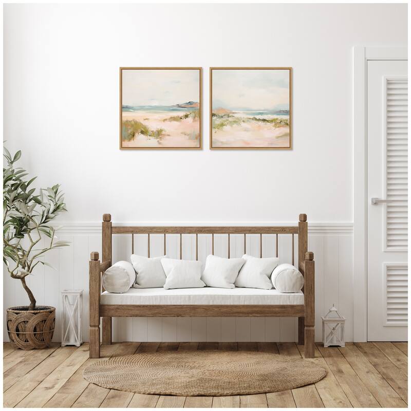 Kate and Laurel Natural Tranquil Landscape Square 2 Piece Framed Canvas Wall Art Set by Amy Lighthall