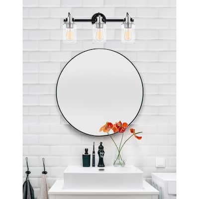 Justice Design Group Brooklyn 3-Light Bath Bar - Clear Glass