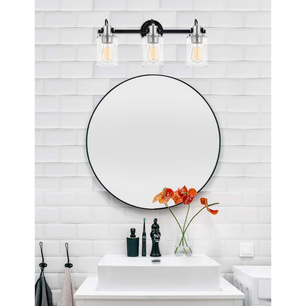 Justice Design Group Brooklyn 3-Light Bath Bar - Clear Glass