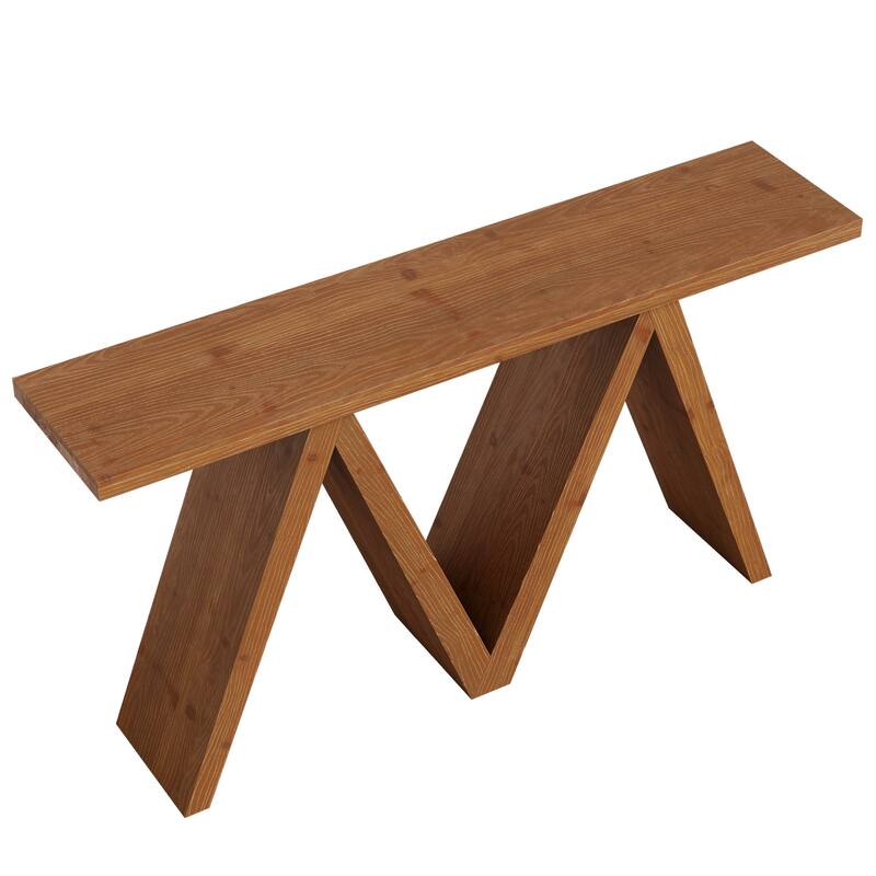 63'' Solid Wood Console Table with M-Shaped Base for Entryway, Hallway, Living Room, or Behind Sofa