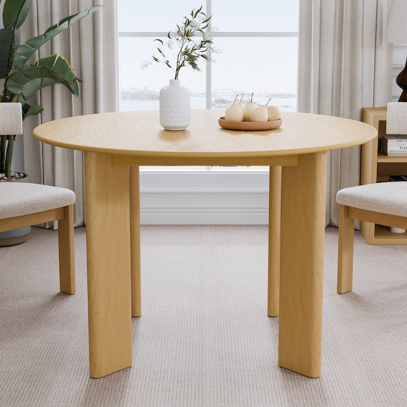 Solid Wood Farmhouse Dining Table Round Wood Top for Modern Dining Rooms & Family Gatherings