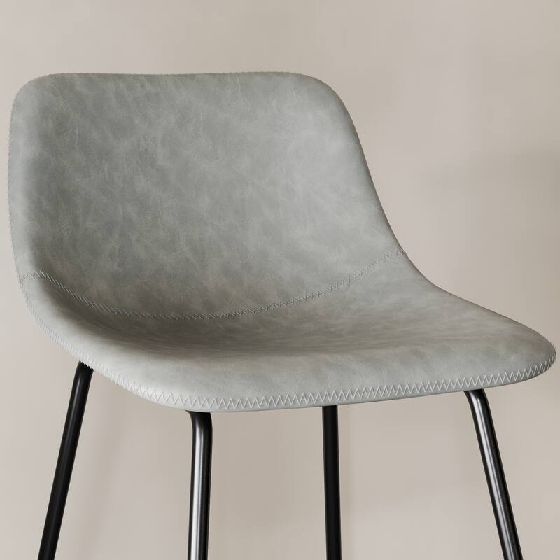 Modern 24.in Counter Height Bar Stool with PU Leather and Metal Frame Barstools for Kitchen Island