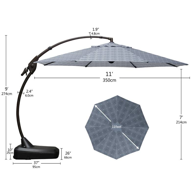 Cantilever Outdoor Umbrella with Base , Aluminum Offset Umbrella