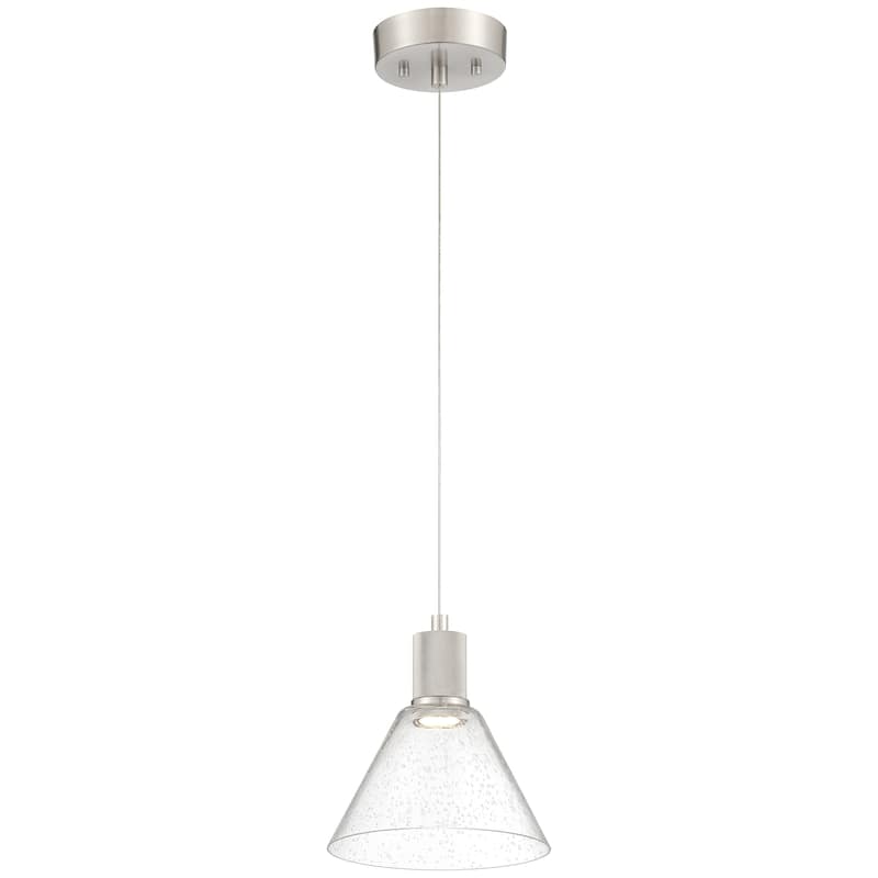 Port Nine Martini LED Pendant - Dedicated LED - Brushed Steel/Seeded Glass