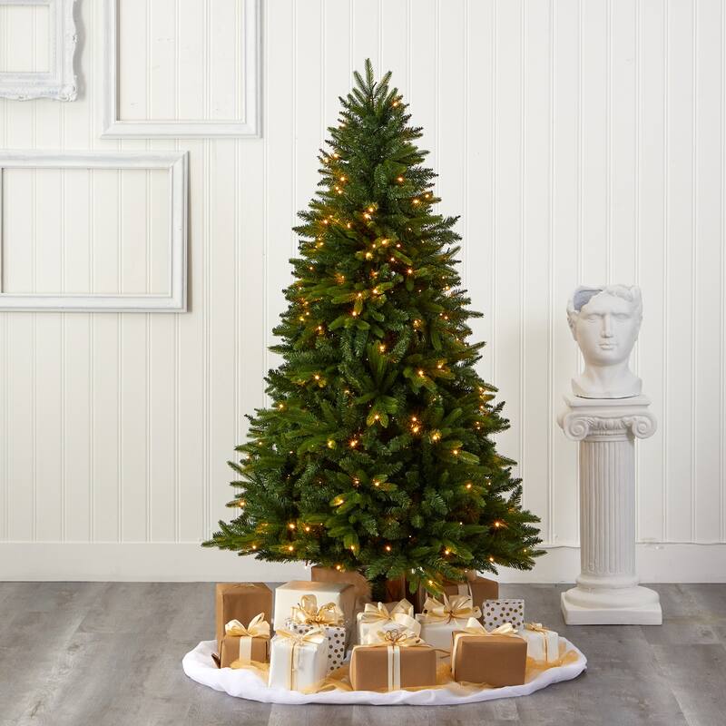 Artificial Christmas Tree 6ft Pre-Lit Clear Lights Holiday Decor Evergreen Tree - Green - 72