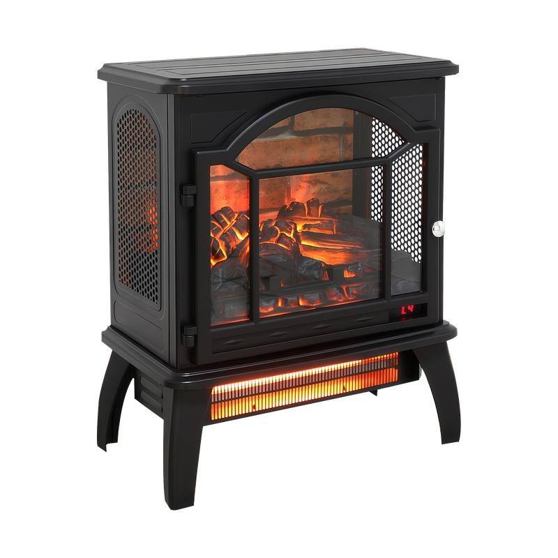 17/18/26 inch Freestanding Electric Fireplace Stove Heater with 3D Flame Effect 12H Timer Infrared Remote Control,Black/Brown