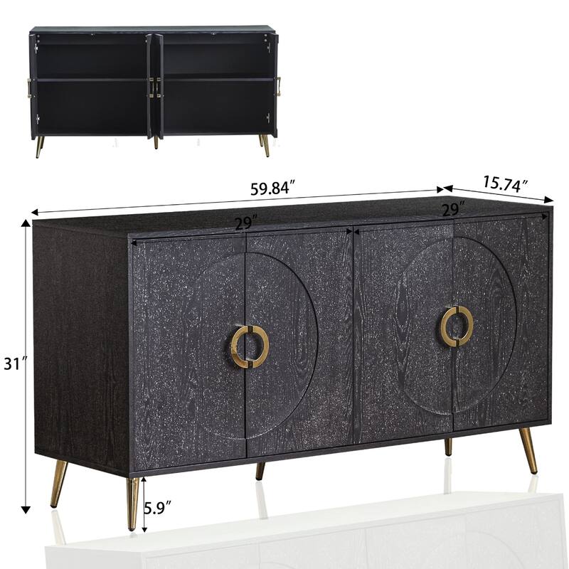 Wooden Accent Storage Cabinet Sideboard/Buffet Coffee Bar Cabinet with Adjustable Shelves for Dining Living Room Entry Hallway
