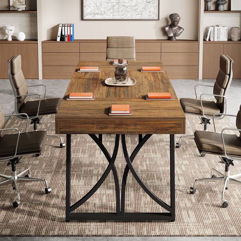 63-Inch Conference Table for 6-8 People, Rectangular Meeting Table