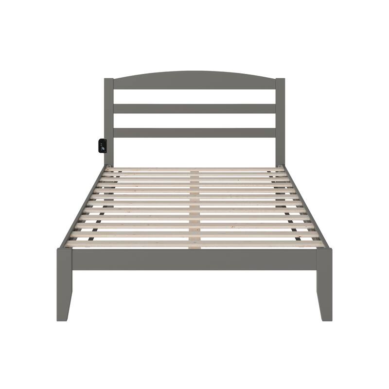 Modern Full Bed Grey - Solid Wood Frame, Headboard & Slats Included - Bedroom Furniture