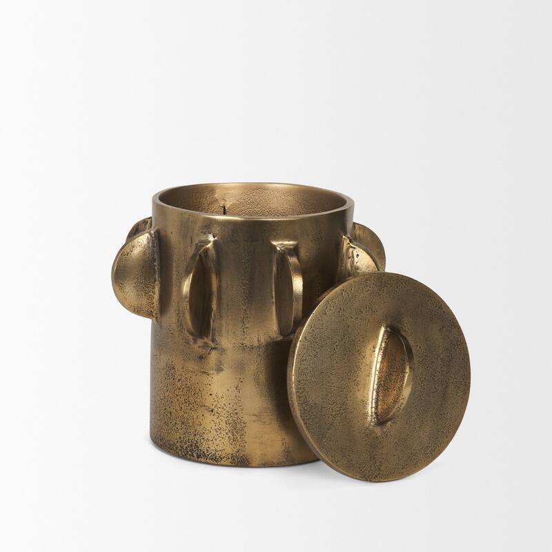 Deacon Large Matte Black Metal Canister with Sculptural Handles