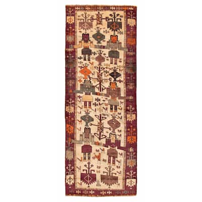ECARPETGALLERY Hand-knotted Melis Vintage Cream Wool Rug - 4'8 x 12'6