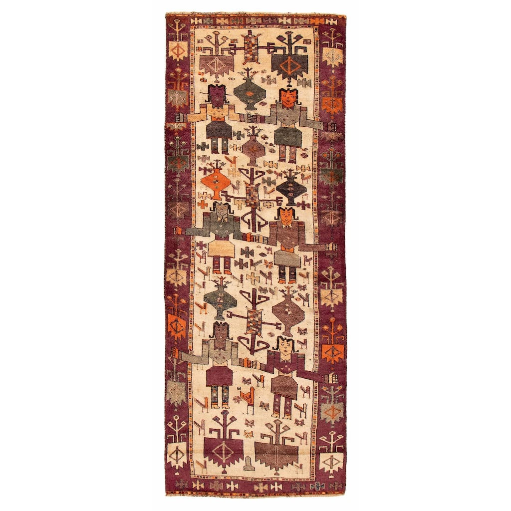 ECARPETGALLERY Hand-knotted Melis Vintage Cream Wool Rug - 4'8 x 12'6