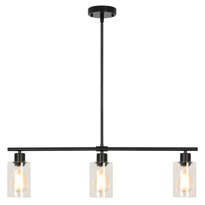 Modern Linear Ceiling Hanging Light 3-Lights Industrial Pendant Light with Adjustable Height for Living Room, Foyer - N/A