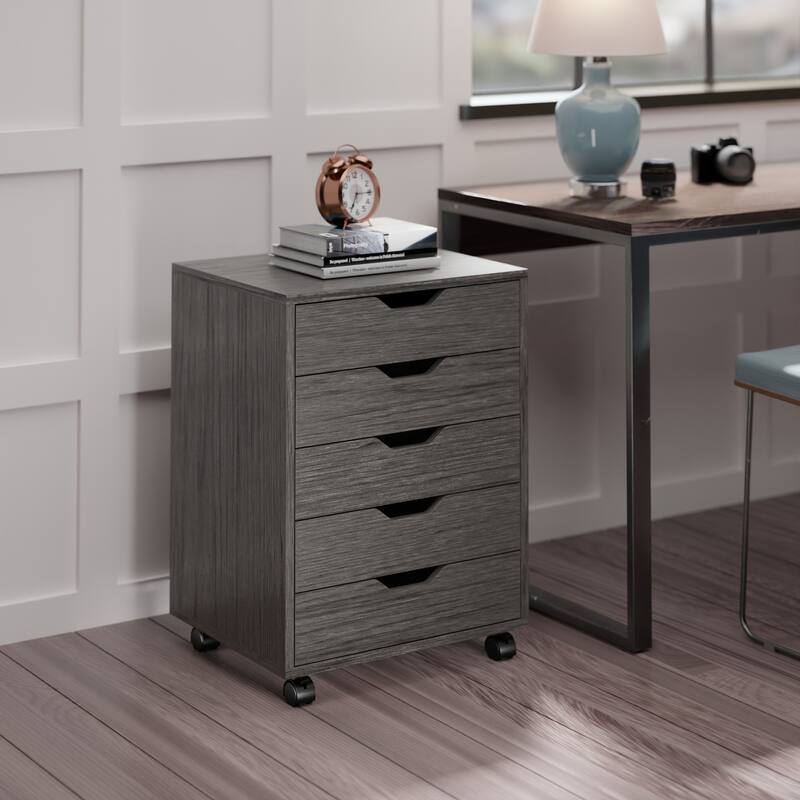 Halifax 5-Drawer Mobile Cabinet Charcoal Finish