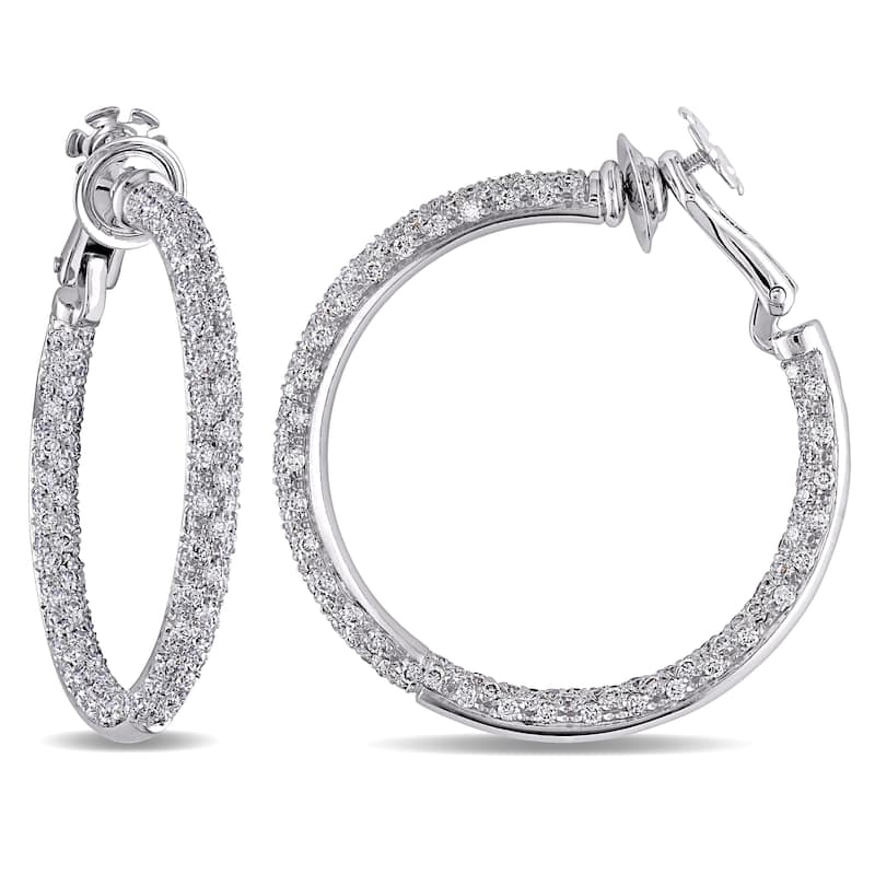 Miadora Signature Collection 18k Gold 3 3/4ct TDW Diamond Hoop Earrings
