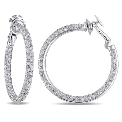 Miadora Signature Collection 18k Gold 3 3/4ct TDW Diamond Hoop Earrings