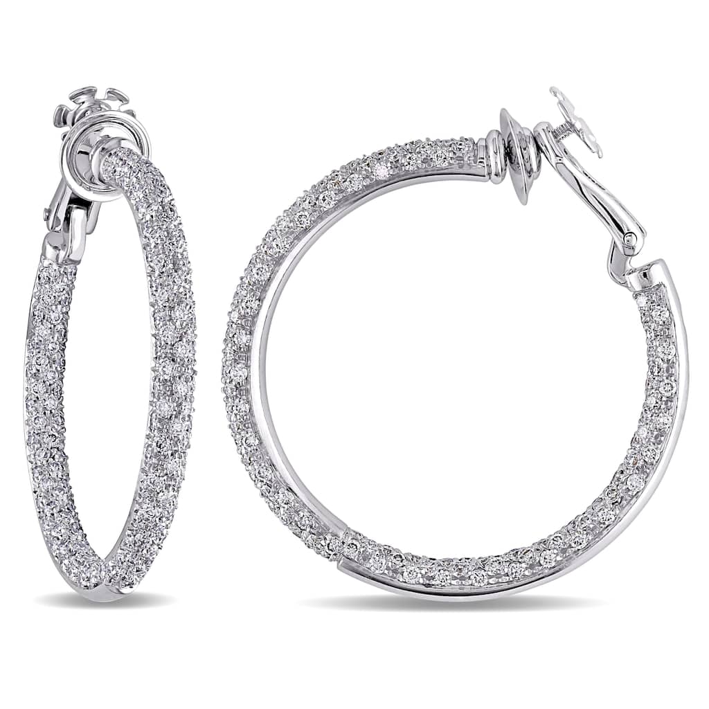 Miadora Signature Collection 18k Gold 3 3/4ct TDW Diamond Hoop Earrings