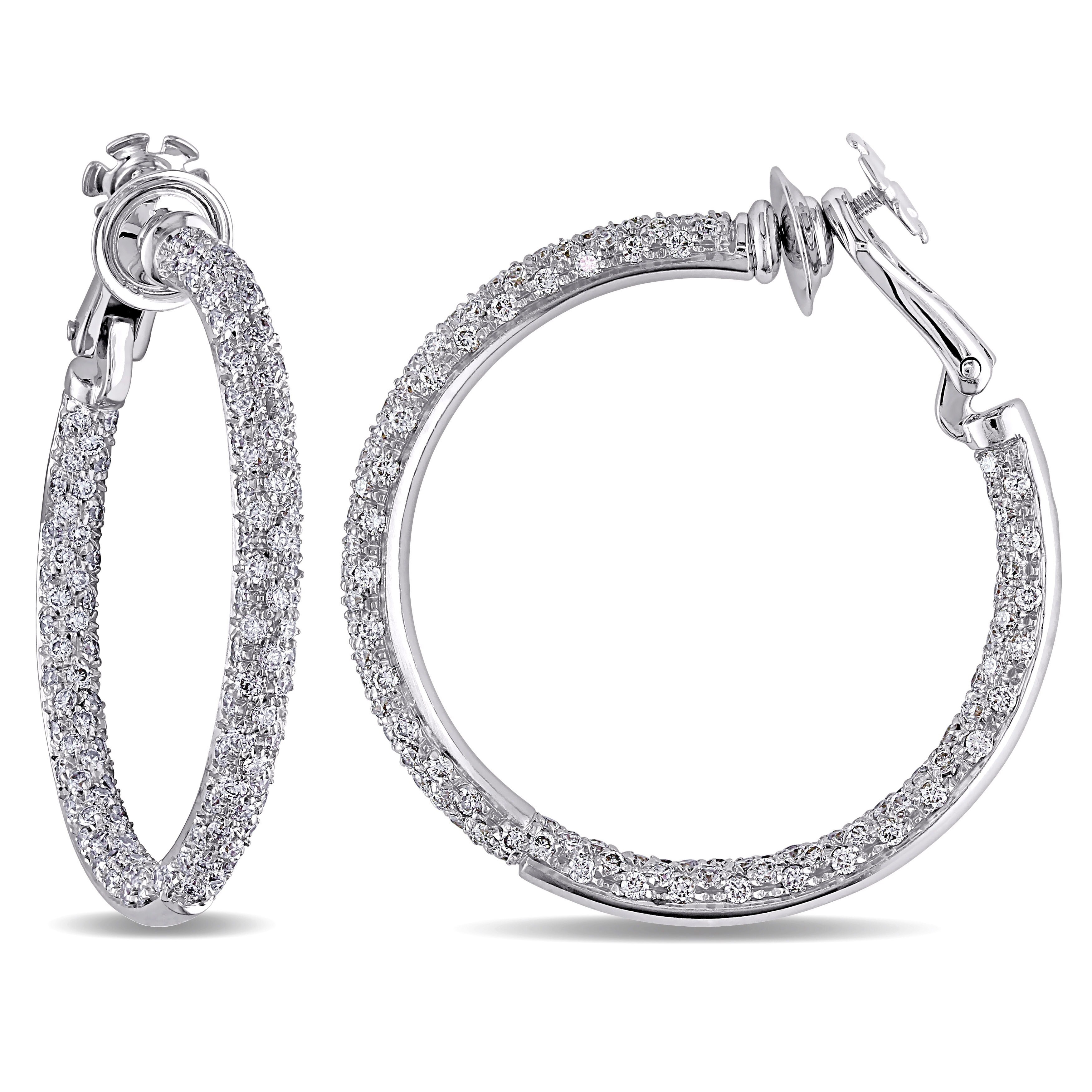 Miadora Signature Collection 18k Gold 3 3/4ct TDW Diamond Hoop Earrings