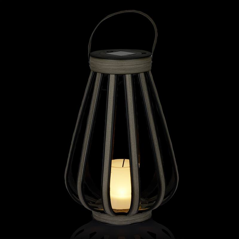 Solar Grey Decorative Plastic Lantern with LED