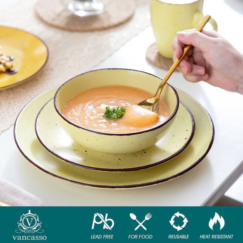 vancasso Moda 16-Piece Matte Speckled Dinnerware Set, Service for 4