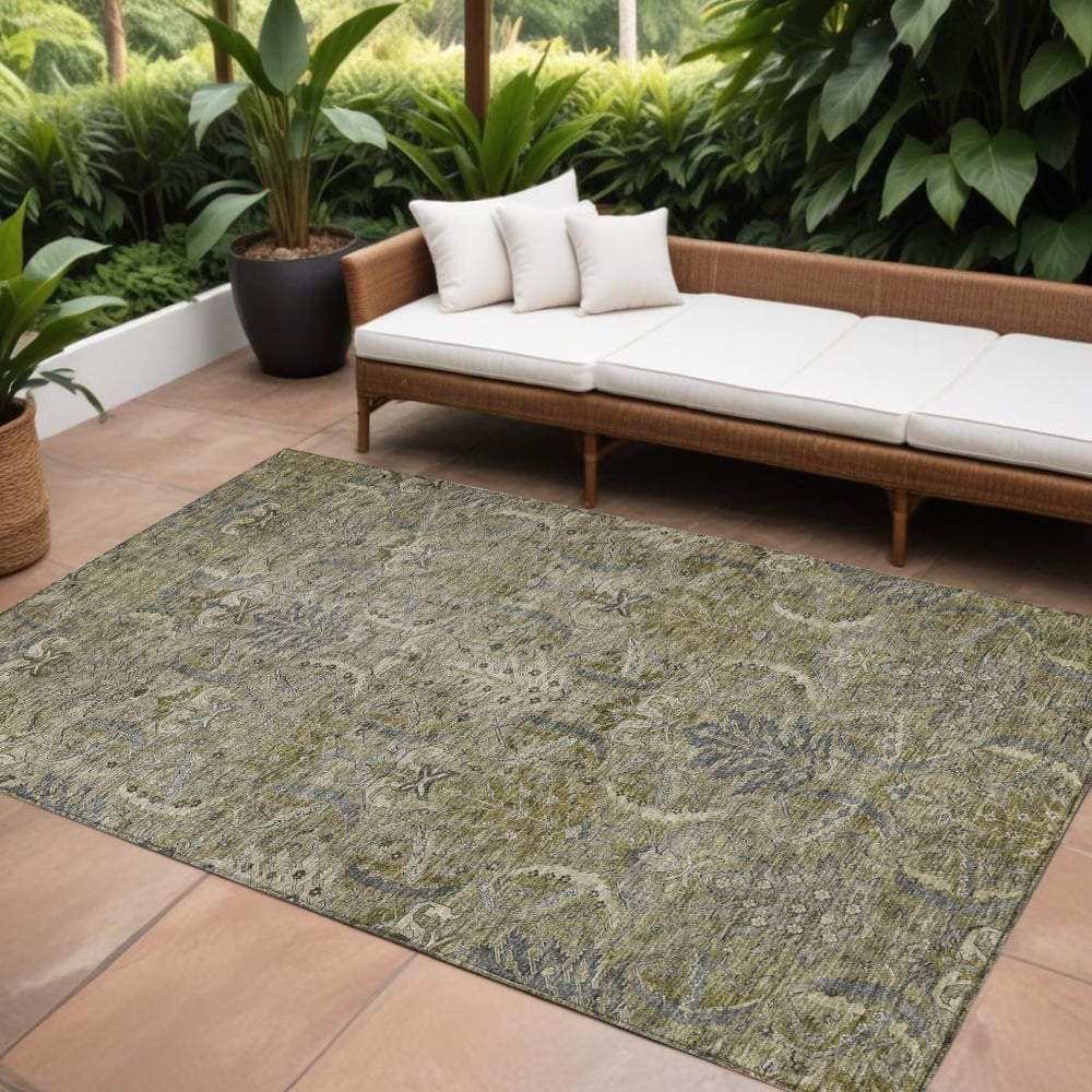 HomeRoots Damask Transitional Rectangle Outdoor Rug