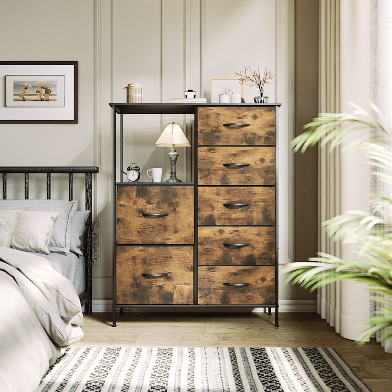 Modern Wide Dresser Storage Tower with 7 Drawers
