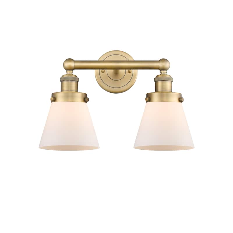 Innovations Lighting 616-2W-10-16 Cone Vanity Cone 2 Light 16" Wide - Brushed Brass / Matte White