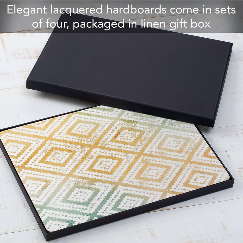 Geometric Mohave Decorative Hardboard Placemats with Protective Cork Backing 4 Pack Heat Tolerant and Easily Wipes Clean