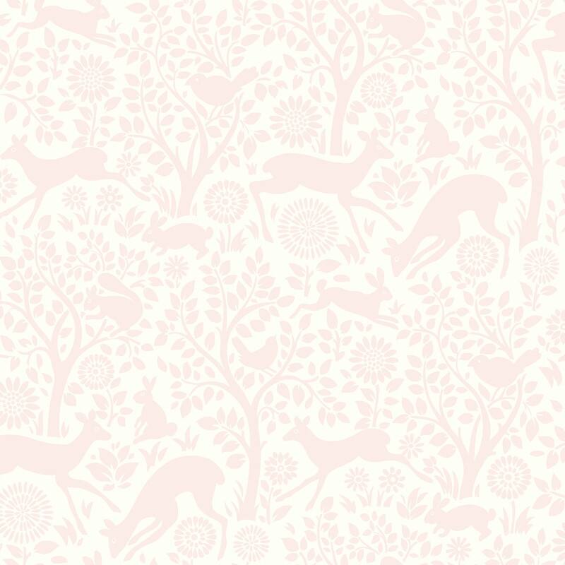 Chesapeake Anahi Light Pink Forest Fauna Wallpaper - 20.5in x 396in x 0.025in