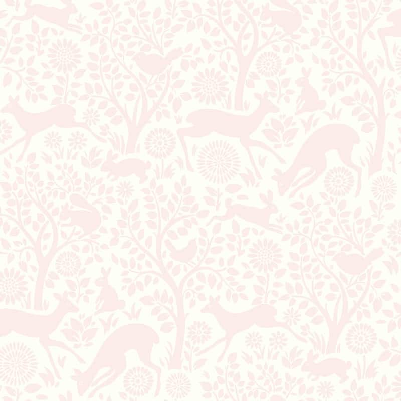 Chesapeake Anahi Light Pink Forest Fauna Wallpaper - 20.5in x 396in x 0.025in