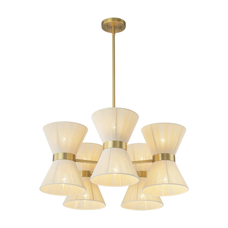 10-Light Farmhouse Boho Sputnik Hourglass Ivory Rope Handwoven Fabric Chandelier for Dining Room