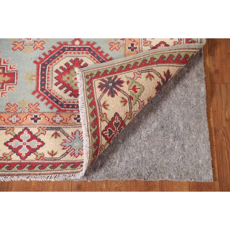 Light Blue Kazak Rug Hand-Knotted Wool Carpet - 4'11" x 6'6"