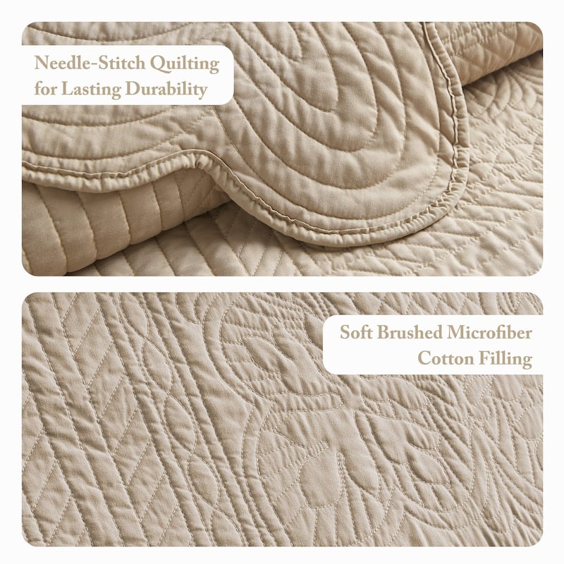 Madison Park Marino 3 Piece Reversible Scalloped Edge Quilt Set