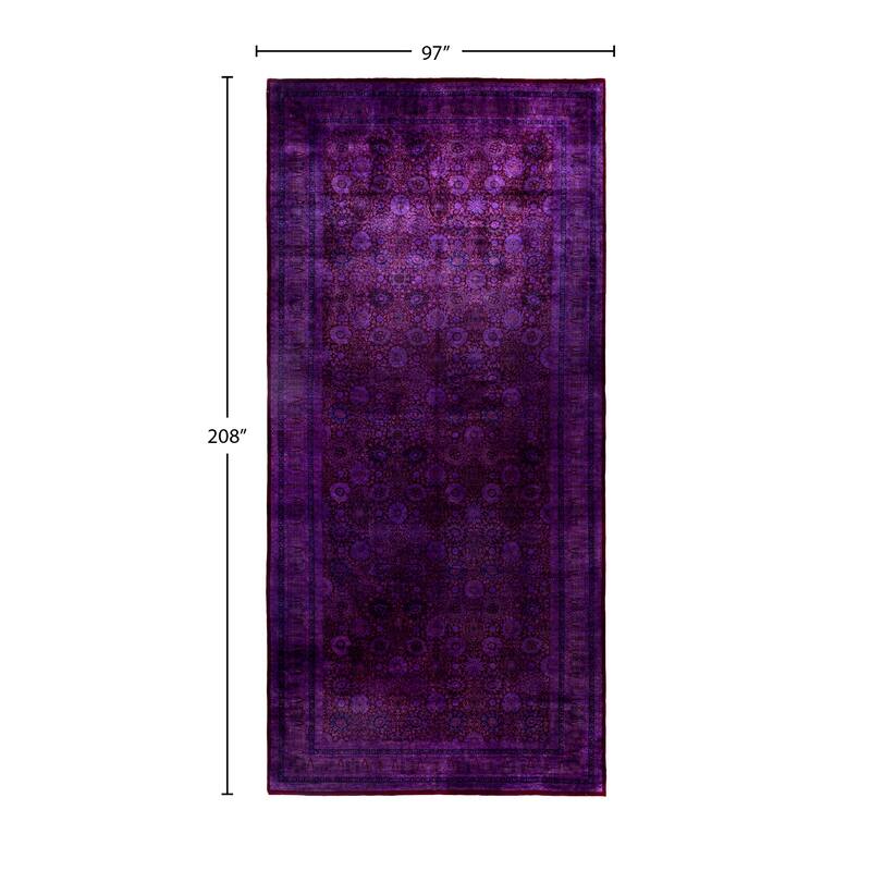 Overdyed One-of-a-Kind Hand-Knotted Area Rug - Purple - 8' 1" x 17' 4"