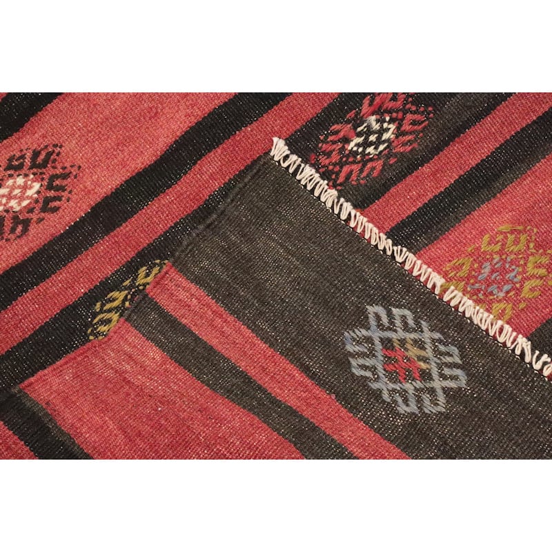 Hand Woven Oriental 100% Wool Carpet Southwestern Tribal Multi-Colored Kilim Area Rug - 9' 8'' X 5' 10''