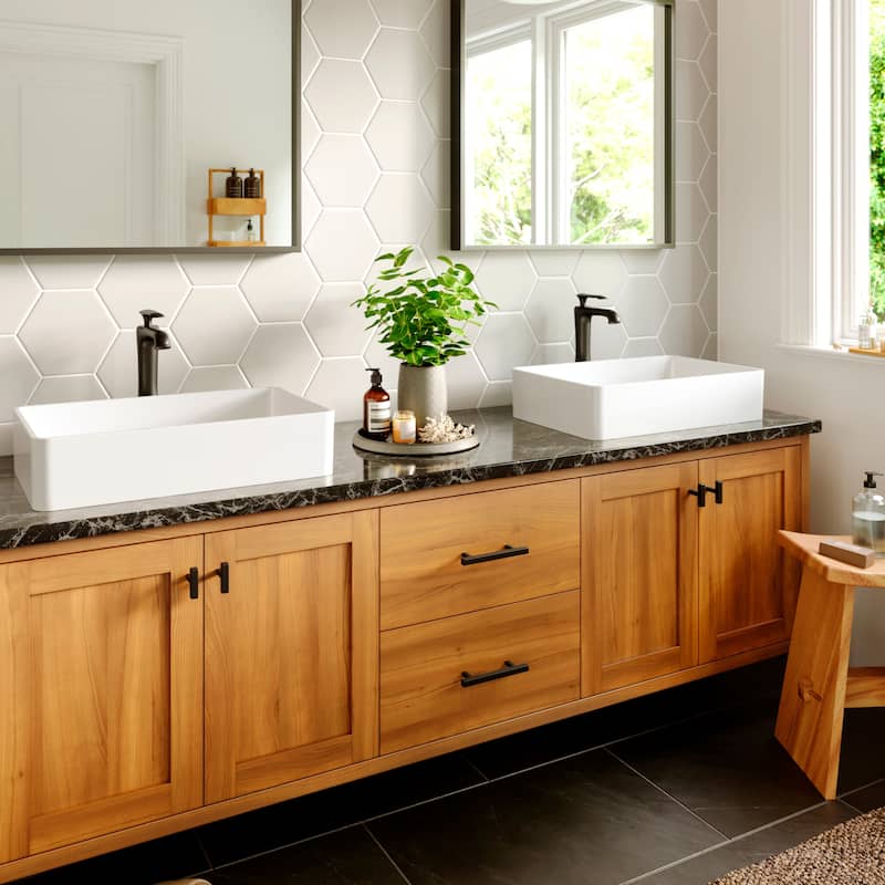 Karran Woodburn Single Hole Single Handle Vessel Bathroom Faucet with Matching Pop-Up Drain