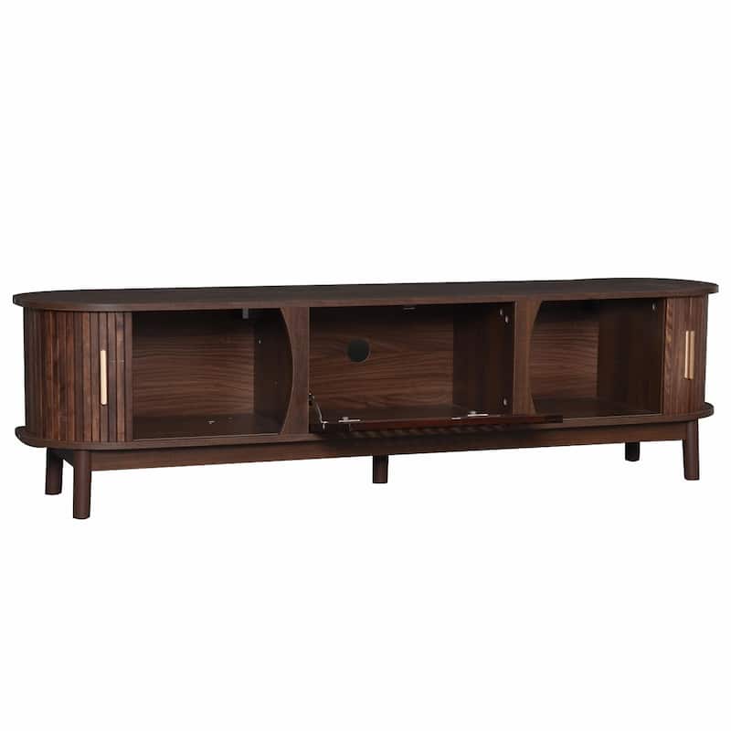 Farmhouse TV Stand for 75" TVs - Wood Storage Cabinet, Waterproof