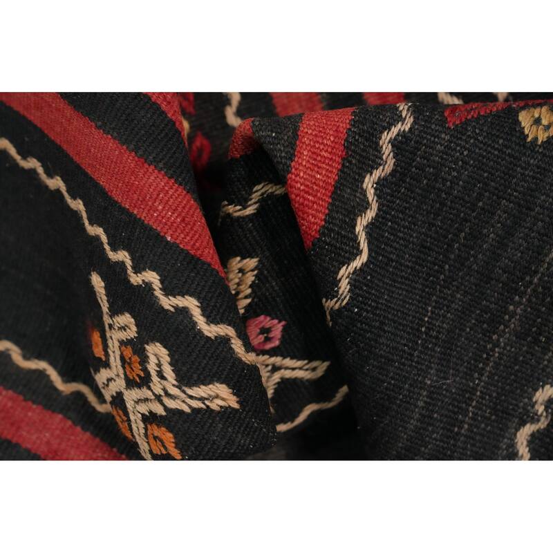 Hand Woven Oriental 100% Wool Carpet Southwestern Tribal Black Kilim Area Rug - 7' 9'' X 5' 11''