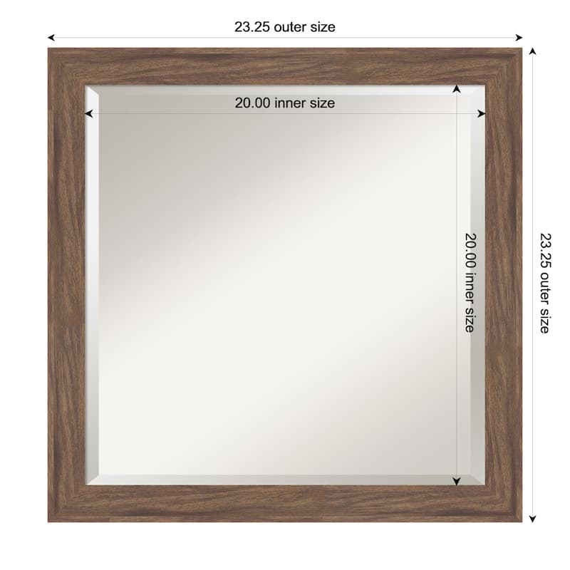 Pia Medium Brown Narrow Beveled Framed Wall Mirror - Pia Medium Brown Narrow - 23 x 23 in