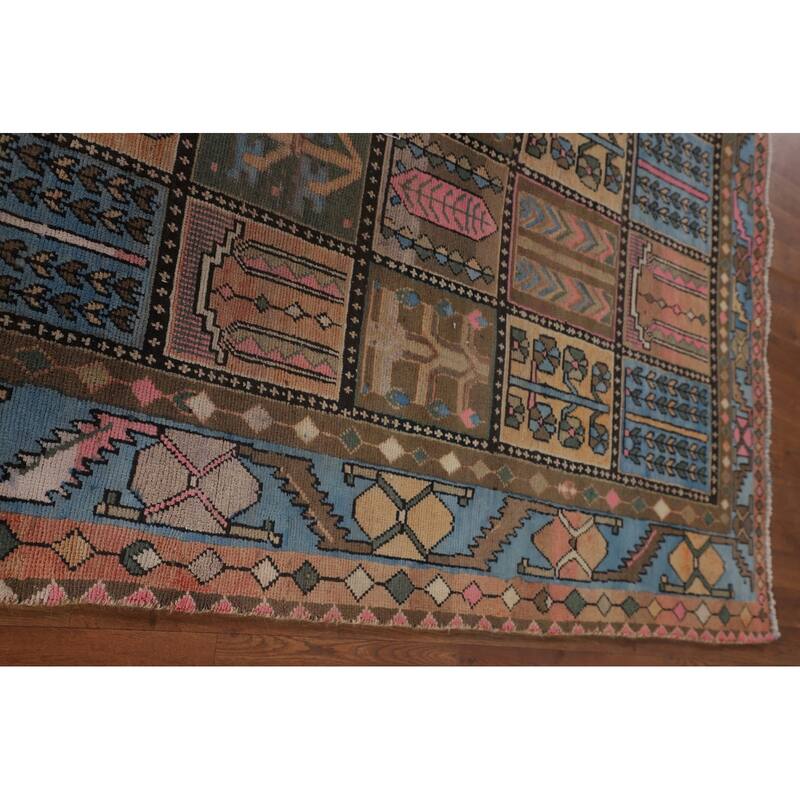 Garden Design Bakhtiari Persian Vintage Rug Handmade Wool Carpet - 6'4"x 9'5"