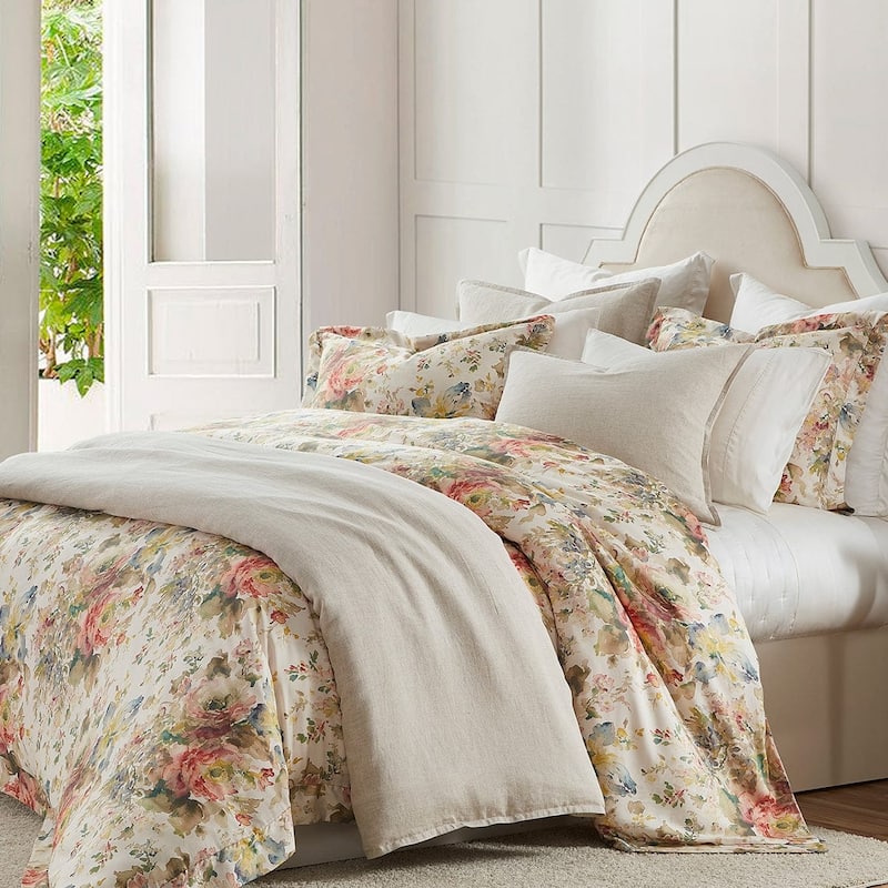 HiEnd Accents Jardin Eucalyptus Watercolor Floral Chic Casual 3 Piece Comforter Set