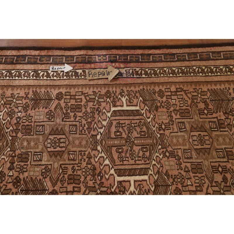 Tribal Gharajeh Persian Vintage Runner Rug Handmade Wool Carpet - 3'5"x 12'8"