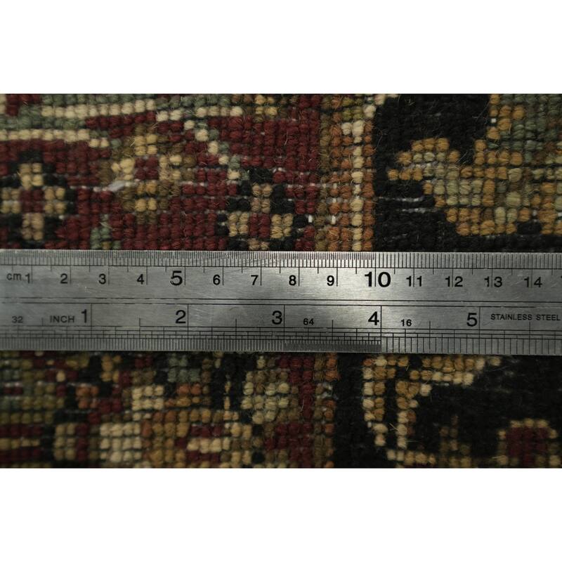 Hand Knotted Oriental 100% Wool Carpet Traditional All-Over Black Agra Runner Rug - 13' 1'' X 3' 0''