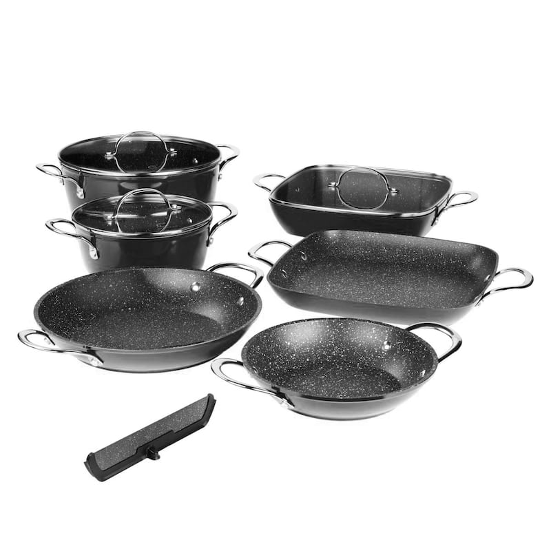Curtis Stone 10 piece Dura Pan Stacking Cookware Set Refurbished - Black