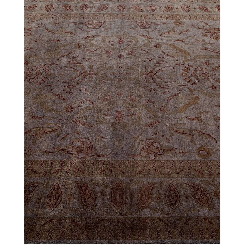 Overton Hand Knotted Wool Vintage Inspired Modern Contemporary Overdyed Gray Area Rug - 5' 10" x 9' 3"