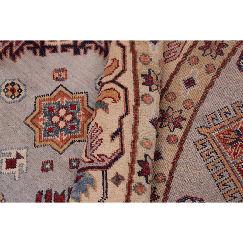 Bohemian Kazak Lilyana Gray/Beige Wool Round - 9'0'' x 9'0''