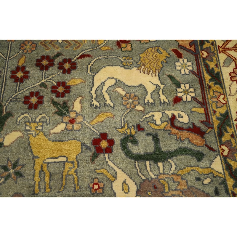 Hand Knotted Oriental 100% Wool Carpet Traditional Floral Greys & Charcoal Ziegler Area Rug - 11' 11'' X 8' 8''